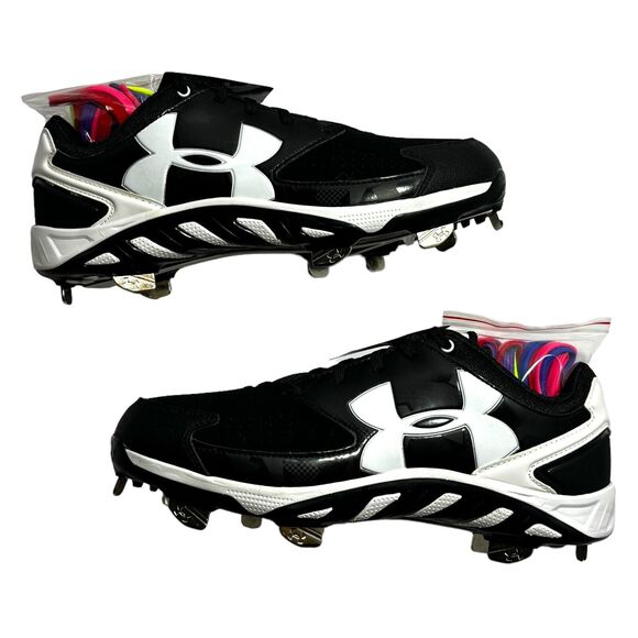 Under Armour Woman's Spine Glyde ST Baseball Metal Cleats Shoes Black Size 8 NIB - Picture 1 of 12